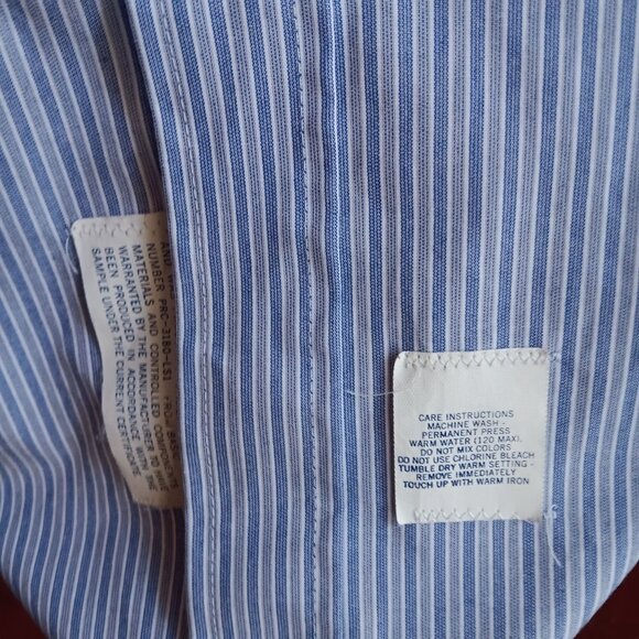 Vintage 1980s Work Shirt Mens Union XL 17.5-32 American Made Striped Oxford - Picture 4 of 6